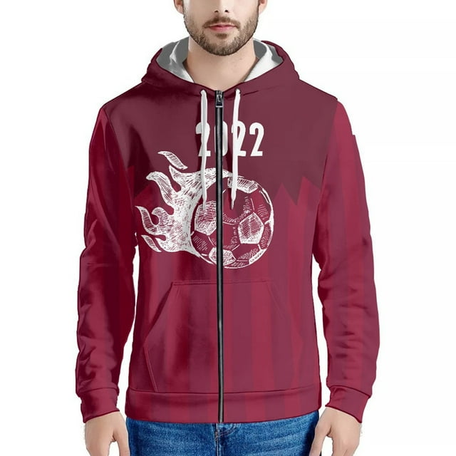 2022 Qatar Football World Cup Zip Hooded Sweater Netherlands Spain Brazil Fans Cheering Jacket