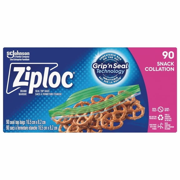 Ziploc Snack Bags, 90 Ct Packaging May Vary