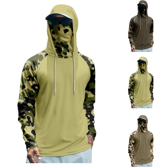 Summer Fishing Shirt Men with Hood Cooling Hoodies Hooded Shirt Uv Casual Summer UPF 50 Uv Rash Guard Green XXL