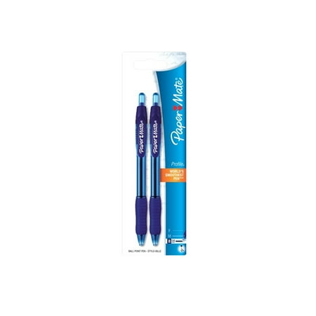 Code Blue Scrape Mate - Paper Mate Profile Retractable Ballpoint Pens, Bold Point, Blue, 2-Pack