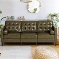 thumbnail image 5 of ACMEASE Premium Faux Leather 3-Seater Sofa with Two Bolster Pillows and Tufted Backrest, Olive Green, 5 of 7