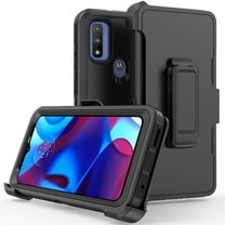 Aggxpf Compatible with Motorola Moto G Play 2023/Moto G Pure/Moto G Power 2022, Dual Layer Protection Phone Case with Belt Clip (Black)