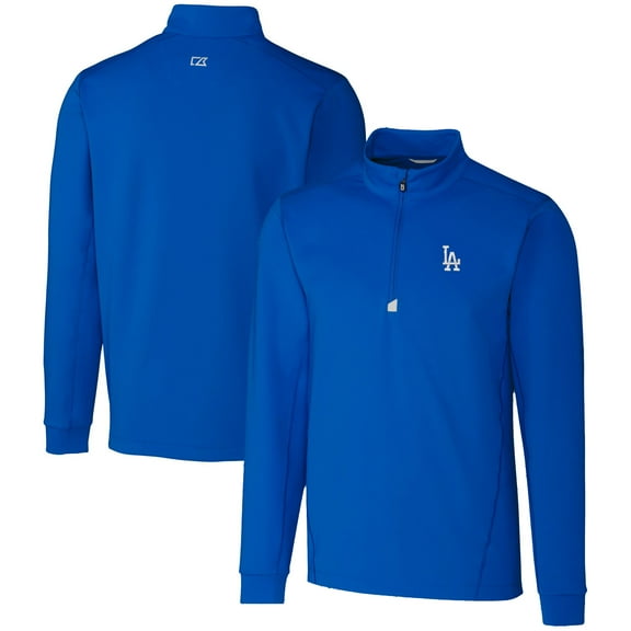 Men's Cutter & Buck  Royal Los Angeles Dodgers Traverse Stretch Quarter-Zip Pullover Top