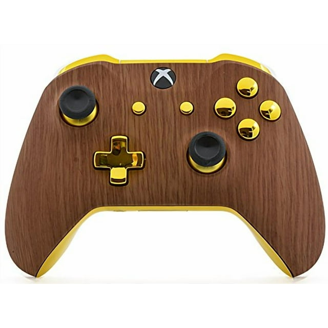MODDEDZONE Manette Personnalisée Non Modifiée compatible avec Xbox One S/X... (Prises 3,5 mm) (Bois Doré)