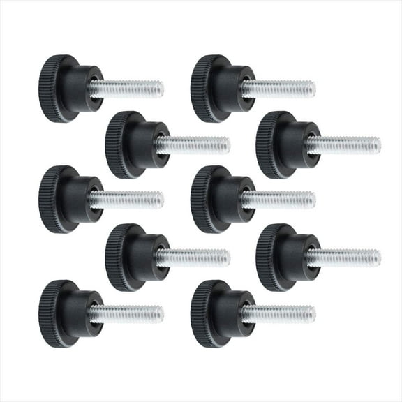 POWERTEC 71610 15mm Screw On Round Knobs, Black, M4 x 15mm Male Thread Knurled Knob for Clamping – 10 Pack