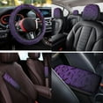 thumbnail image 4 of Pzuqiu 14 Pcs Set Daily Holiday Sport Auto Interior Sets Covers Front and Rear Seat Cover for Cars Steering Wheel Seat Strap Pads Armrest Cushion Pad Headrest Coasters Keychain Bats Spider Web Purple, 4 of 7