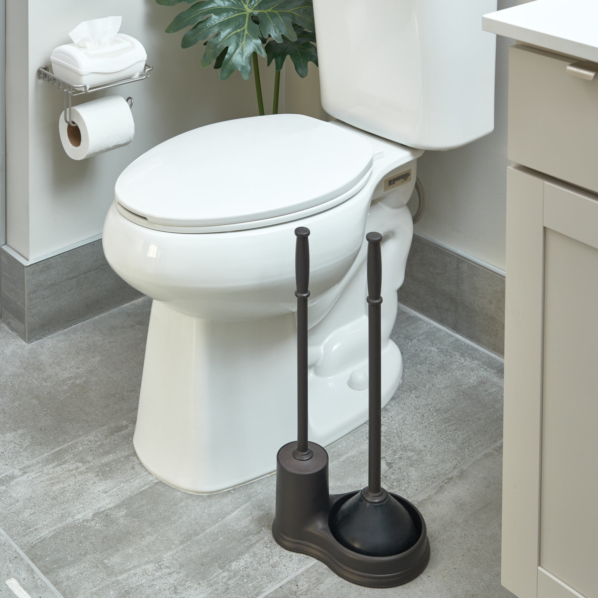 Mainstays Toilet Bowl Brush and Plunger, Bronze