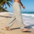 thumbnail image 5 of Uwinwear Men's Loose Fit Linen Pants, Lightweight Drawstring Waist Casual Summer Beach Yoga Trousers Khaki 3XL, 5 of 5
