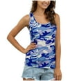 thumbnail image 2 of MRULIC tank tops women Women's Camouflage Fashion Wild O-Neck Sleeveless Vest T-shirt Tops Womens tank tops Light blue + US：12-14, 2 of 7