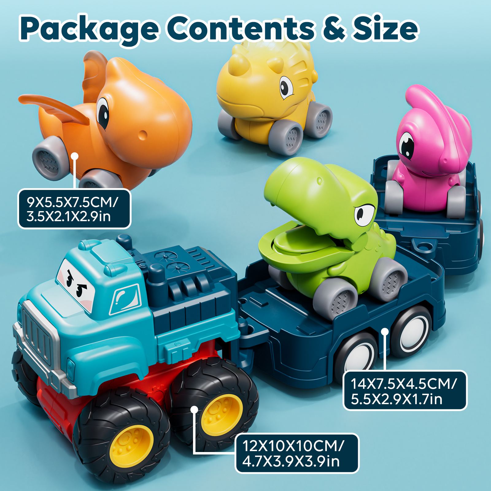 Lehoo Castle Dinosaur Pull Back Cars 5-Piece Set photo 6