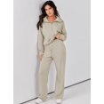 thumbnail image 2 of ORUYROP Women 2 Piece Outfits Sweatsuit Set 2023 Fall Oversized Half Zip Sweatshirt Wide Leg Sweatpant Lounge Set Tracksuit, 2 of 7