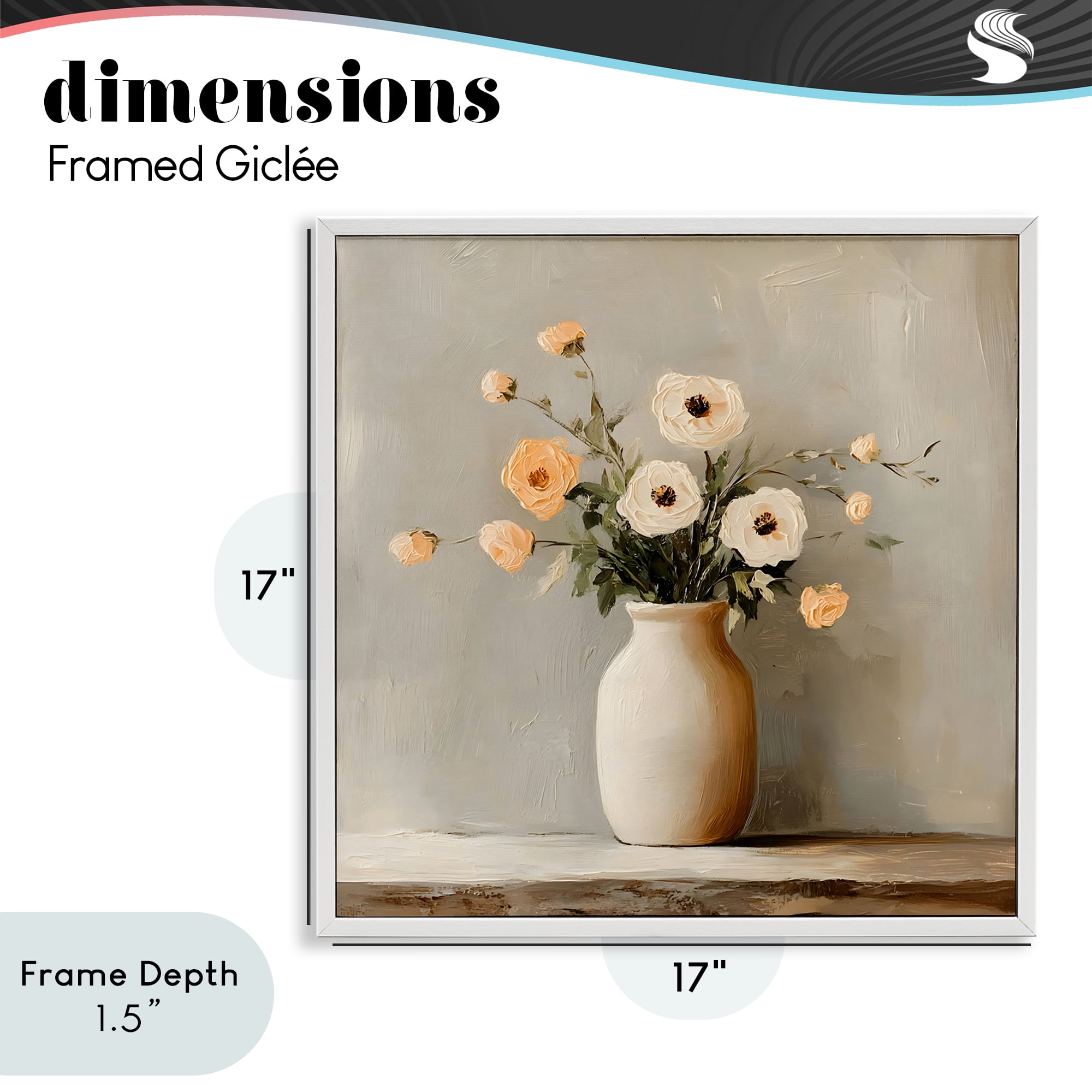 Stupell Industries Simple Floral Vase in Pastels White Framed Giclee Art, design by Creative Studio
