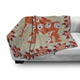thumbnail image 3 of Animal Soft Flannel Fleece Throw Blanket, in Paisley Style Floral Drawing Print Flowers of Spring Pattern, Cozy Plush for Indoor and Outdoor Use, 50" x 70", Orange White and Red, by Ambesonne, 3 of 6