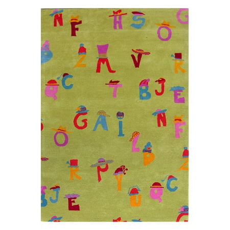 Crescent Drive Rug Company Fantasia Green Alphabet Area Rug