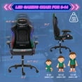 thumbnail image 3 of Gaming Chair for Child with RGB LED Lights, Children Gaming Chairs Ages 8-14, Led Gaming Chair with Adjustable Lumbar Support and Headrest,PU Leather Video Game Chairs for Teens, 3 of 6