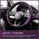 thumbnail image 3 of Auto Car Steering Wheel Cover, Black Microfiber Leather, 15 Inches Leather Steering Wheel Protector, Anti-Slip, Universal Fit (Purple), 3 of 4
