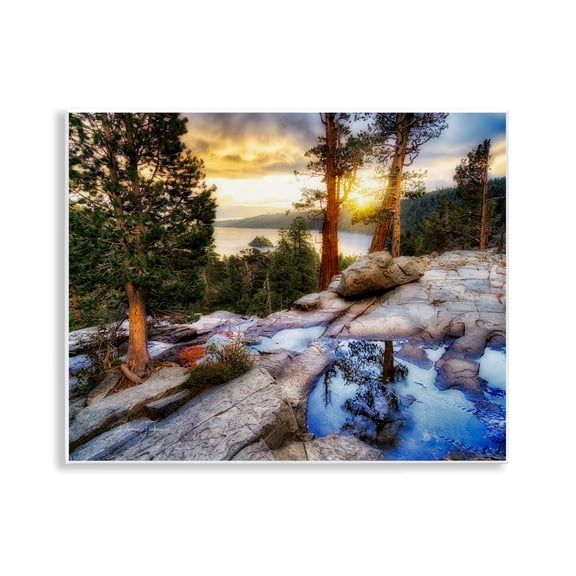Stupell Industries Forest Cliff Landscape Landscape & Nature Painting Unframed Art Print Wall Art, 14 x 11