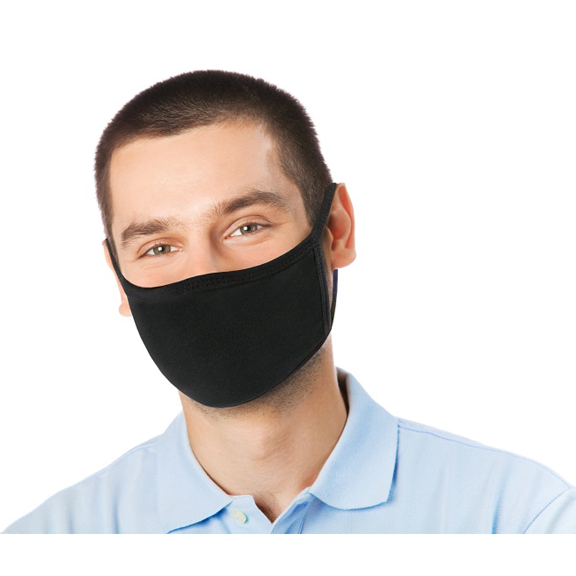 10 Pk Reusable Black Face Mask Unisex Washable Cloth Face Covering - 2 Layer Breathable Cotton Fabric - Made in USA