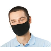 3 Pk Unisex Black Washable Reusable Face Mask  & Mouth Cover for Men and Women - 2 Layers Breathable Cotton Fabric - Made in USA