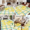 thumbnail image 5 of Summer Lemon Watercolor Area Rugs 6'x9', Washable Small Throw Rugs for Kitchen Dining room, Yellow Blue Line Checkered Indoor Outdoor Rug Non-Slip Low Pile Carpet Runner Reversible Floor Mats, 5 of 8