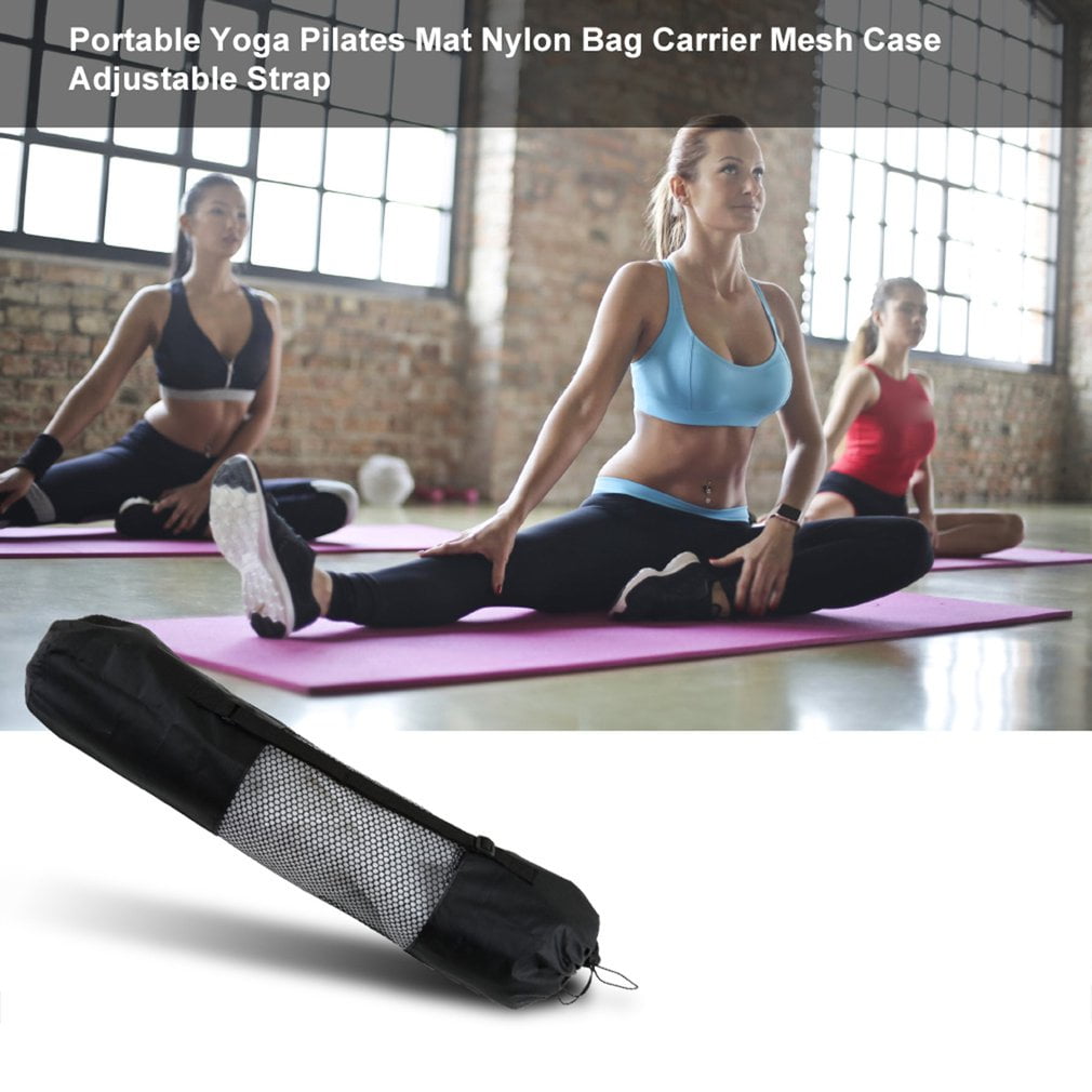 1Portable Yoga Pilates Mat Nylon Bag Carrier Mesh Center Adjustable Strap Totes 