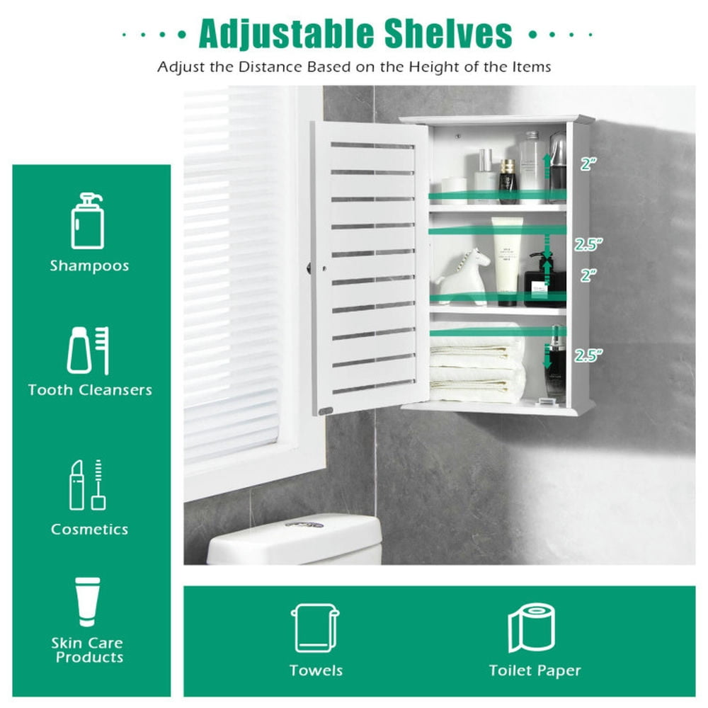 Finihen Wall Cabinet, Wall Mounted Bathroom Cabinet, Medicine Cabinet, Wall Mount Medicine Cabinet Multifunction Storage Organizer, for Kitchen Entryway Bathroom, White