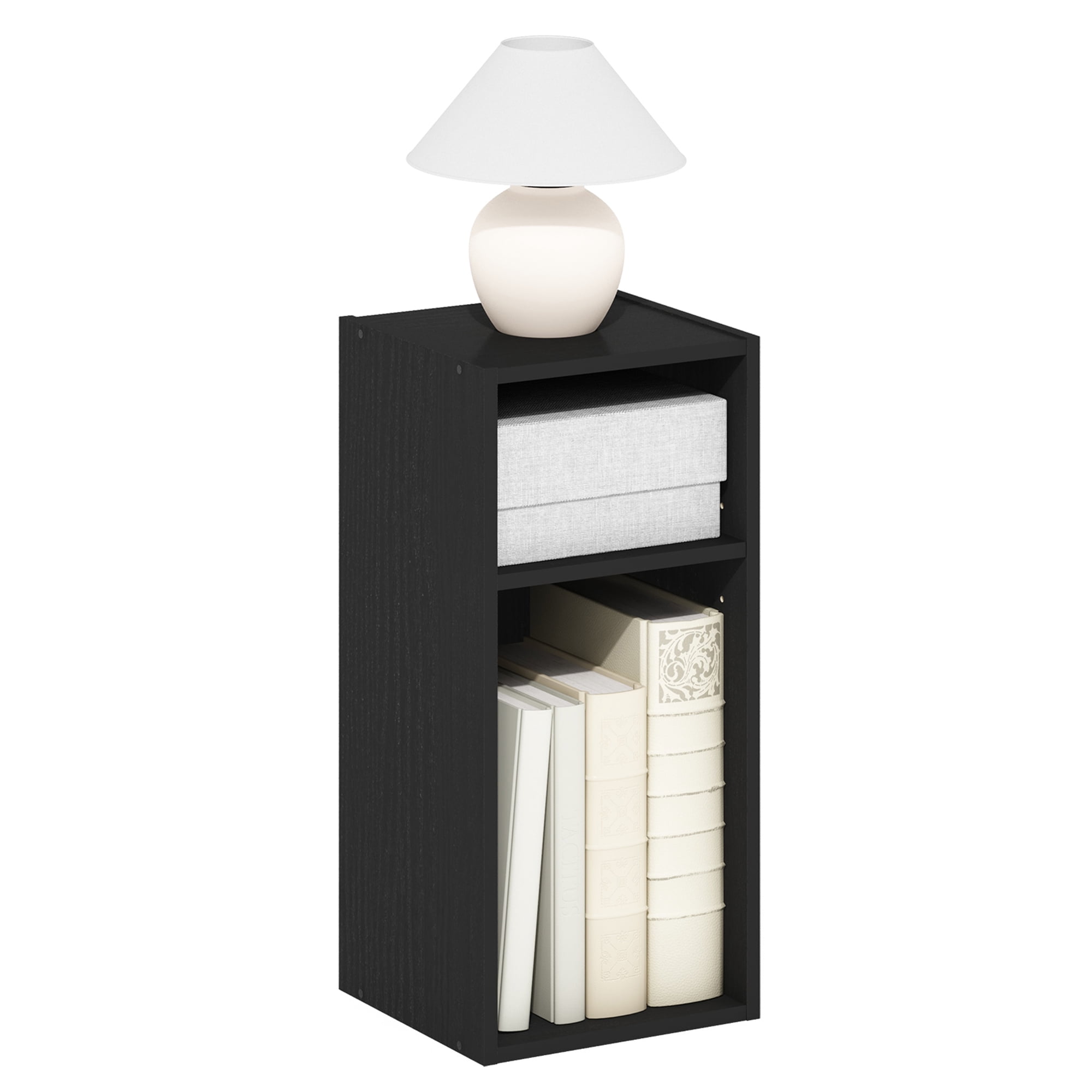 Furinno FULDA Book Shelf, 2-Tier Narrow Bookshelf, Bookcase with 10-In Width Storage Shelf, 9.3 x 9.8 x 21.2, for Living Room, Bedroom, Home Office, Darkwood