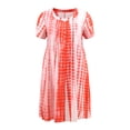 thumbnail image 4 of GRACE & GRANDEUR Vestido de Talla Grande para Mujer con Pliegues en Forma de Diente, Decoración de Botones, Estampado de Tie Dye, Cuello Redondo, Manga Corta, Vestidos Casual con Bolsillos 4X Naranja, 4 of 5