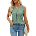 thumbnail image 4 of Lucakuins, camisetas sin mangas sueltas de verano para mujer, ojales de Color sólido ahuecados, chaleco sin mangas con cuello en V, camisola para discoteca Lucakuins  moda, 4 of 6