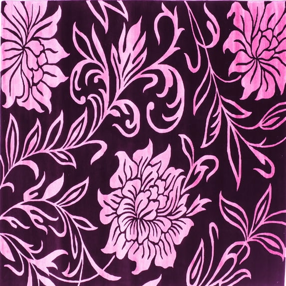 Ahgly Company Indoor Square Abstract Pink Contemporary Area Rugs, 4' Square