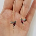 thumbnail image 4 of Grofry 6 Pair Women Threader Earrings Rhinestones Hummingbird Pendant Dangle Earrings Elegant Tassel Charm Long Earrings, 4 of 8