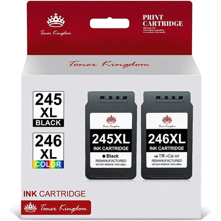 Toner Kingdom Ink Cartridges Replacement for Canon Ink 245 and 246 for MX490 MX492 MG2522 TS3100 TS3122 TS3300 TS3322 TS3320 TR4500 TR4520 TR4522 MG2500 Printer,2 Pack