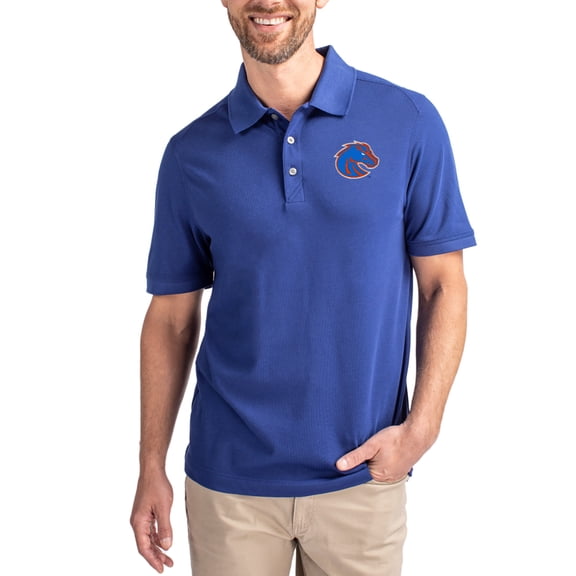 Men's Cutter & Buck Royal Boise State Broncos Advantage Eco Pique Tri-Blend Polo