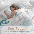 thumbnail image 4 of 3 Piece Coastal Turtle Duvet Cover Set Full Size,Microfiber Comforter/Quilt Cover with Corner Ties and 2 Pillowcases,Teal Green Ocean Coral Starfish Jellyfish All Season Bedding with Zipper Closure, 4 of 8