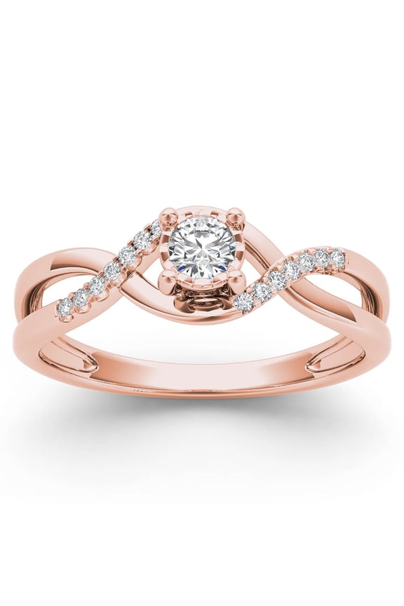 1/20Ct TDW Diamond 10K Rose Gold Criss-Cross Engagement Ring