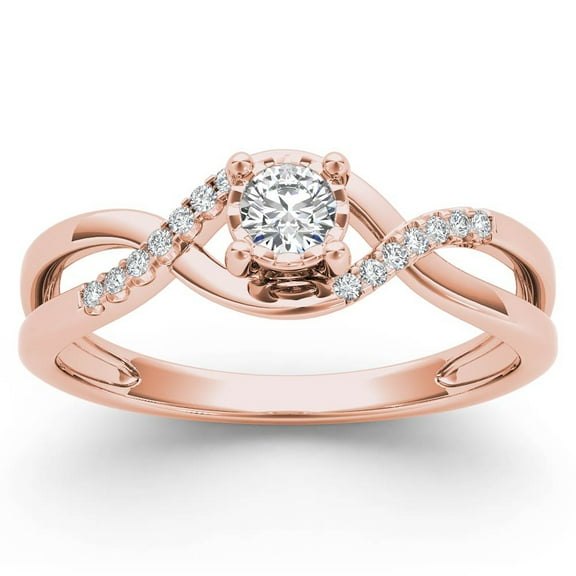 1/20Ct TDW Diamond 10K Rose Gold Criss-Cross Engagement Ring
