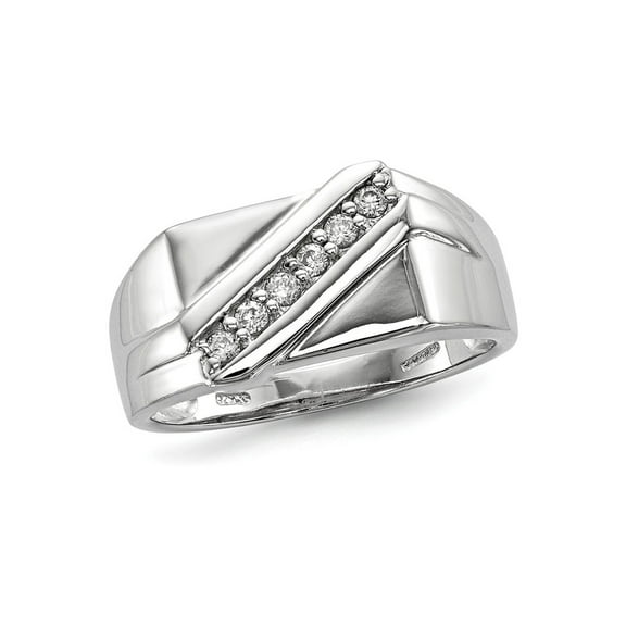 Mens Synthetic Cubic Zirconia (CZ) Band Ring in Sterling Silver