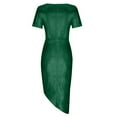 thumbnail image 4 of Mrat Robe à Sequins pour Femmes Robe Midi Tendance Robe Fendue sur le Côté Robe à Manches Courtes Robes de Soirée S-105 Vert TG, 4 of 5