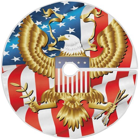 ZHANZZK 4th of July Patriotic American Bold Eagle Xmas Christmas Tree Skirt Stand Mat for Holiday Party Decoration Indoor Outdoor 36 inches