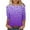 Purple, variant on Raeneomay 3/4 Length Sleeve Womens Tops Fashion Casual Color Block Printing Round Neck T-Shirt Top Blouse