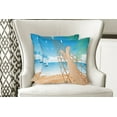 thumbnail image 4 of Ambesonne Tropical Throw Pillow Cover 2 Pack, Hawaiian Ocean Hammock, 16", Cream and Blue, 4 of 6