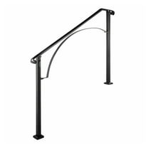 Outdoor Handrails for Steps 4-5 Steps, Wrought Iron Stair Railing, Black Arch Railing for Concrete Steps, Porch Handrail, Flexible Safety Handrails