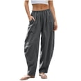 thumbnail image 4 of Karight Womens Barrel Pants High Elastic Waisted Summer Capri Pants Loose Fit Casual Wide Leg Trousers, 4 of 7