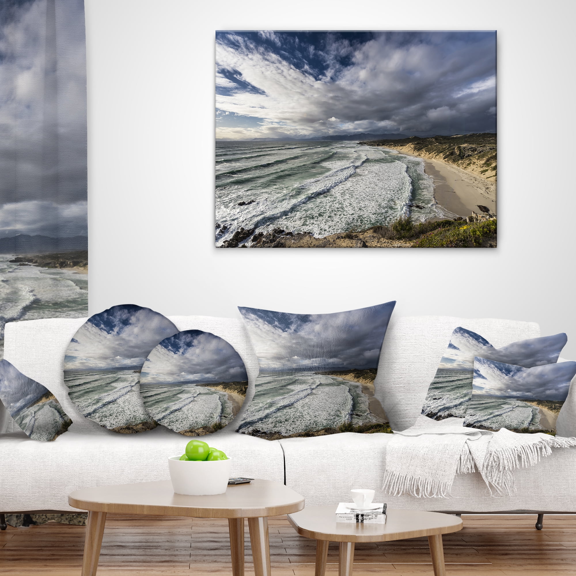 Designart Stunning South Africa Sea Coast - Seashore Throw Pillow - 12x20