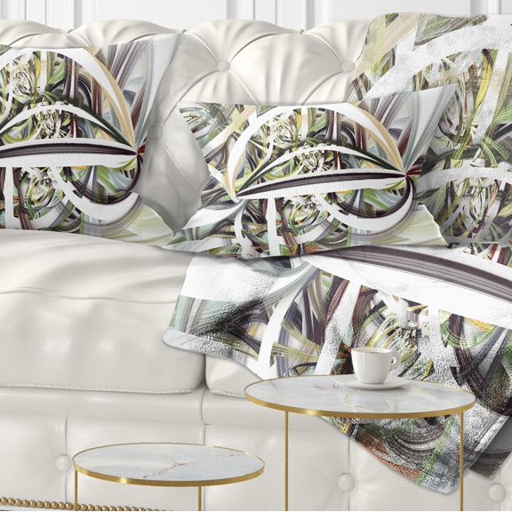 Designart Symmetrical Spiral Fractal Flowers - Abstract Throw Pillow - 12x20