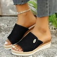 thumbnail image 2 of Mostsola Womens Sandals Peep Toe Wedge Espadrilles Casual Beach Shoes Slip on Slides Slippers, 2 of 8