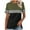 Army Green, variant on Women's Casual T Shirts Color Block Crew Neck T-Shirts Short Sleeve Summer Loose Tee Blouses