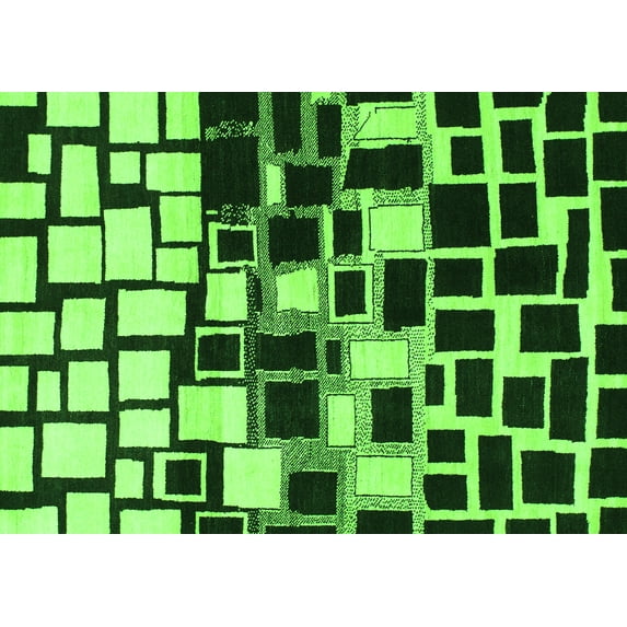 Ahgly Company Indoor Rectangle Abstract Green Modern Area Rugs, 4' x 6'