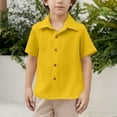 thumbnail image 3 of Mgmyaa Boys Button Down Shirts Kids Short Sleeve Collared Blouses Casual Tops with Pockets, 3 of 8