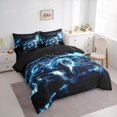 thumbnail image 2 of Manfei Race Car, 7-Piece King Bedding,Electric Spark Pattern King Bed in a Bag,Blue,Black Reversible, 2 of 7